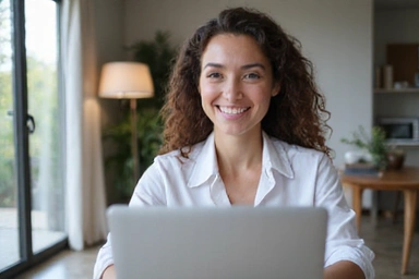 Donna che fa una videochiamata per una consulenza online